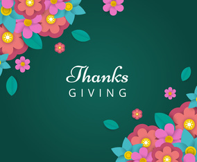 Floral Paper Craft Thanks Giving Vector