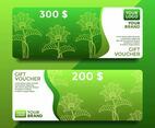 Green Batik Gift Card Voucher Templates Vector