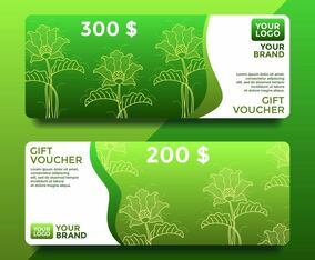 Green Batik Gift Card Voucher Templates Vector
