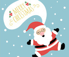 Cute Santa Smiling And Jumping With Speech Bubble