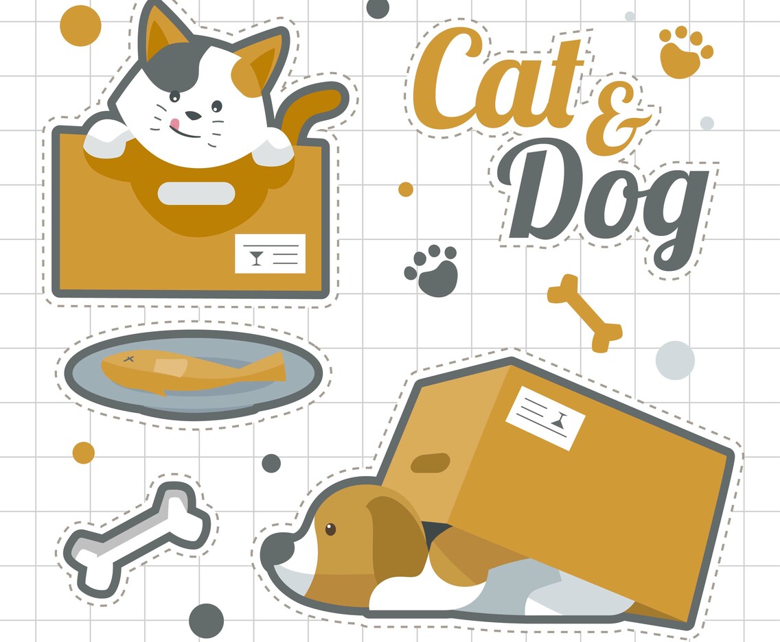 Cat And Dog Stickers Set