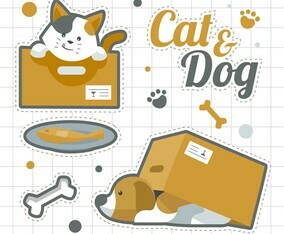 Cat And Dog Stickers Set