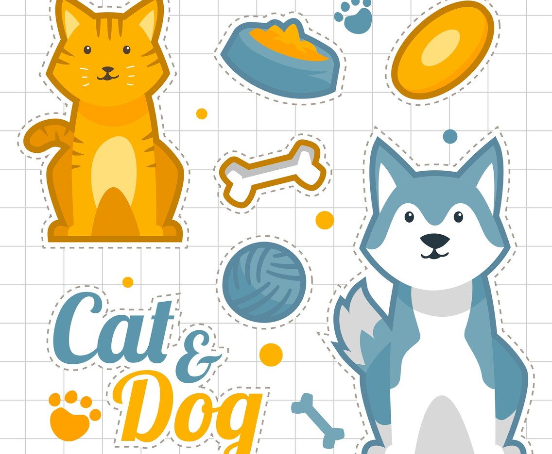 Cute Cat And Dog Sticker Set