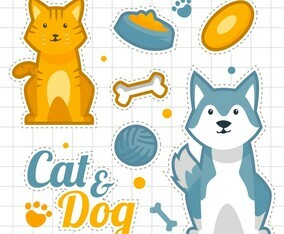 Cute Cat And Dog Sticker Set