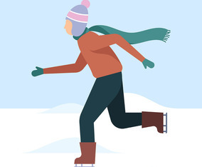 People Ice Skating Illustration