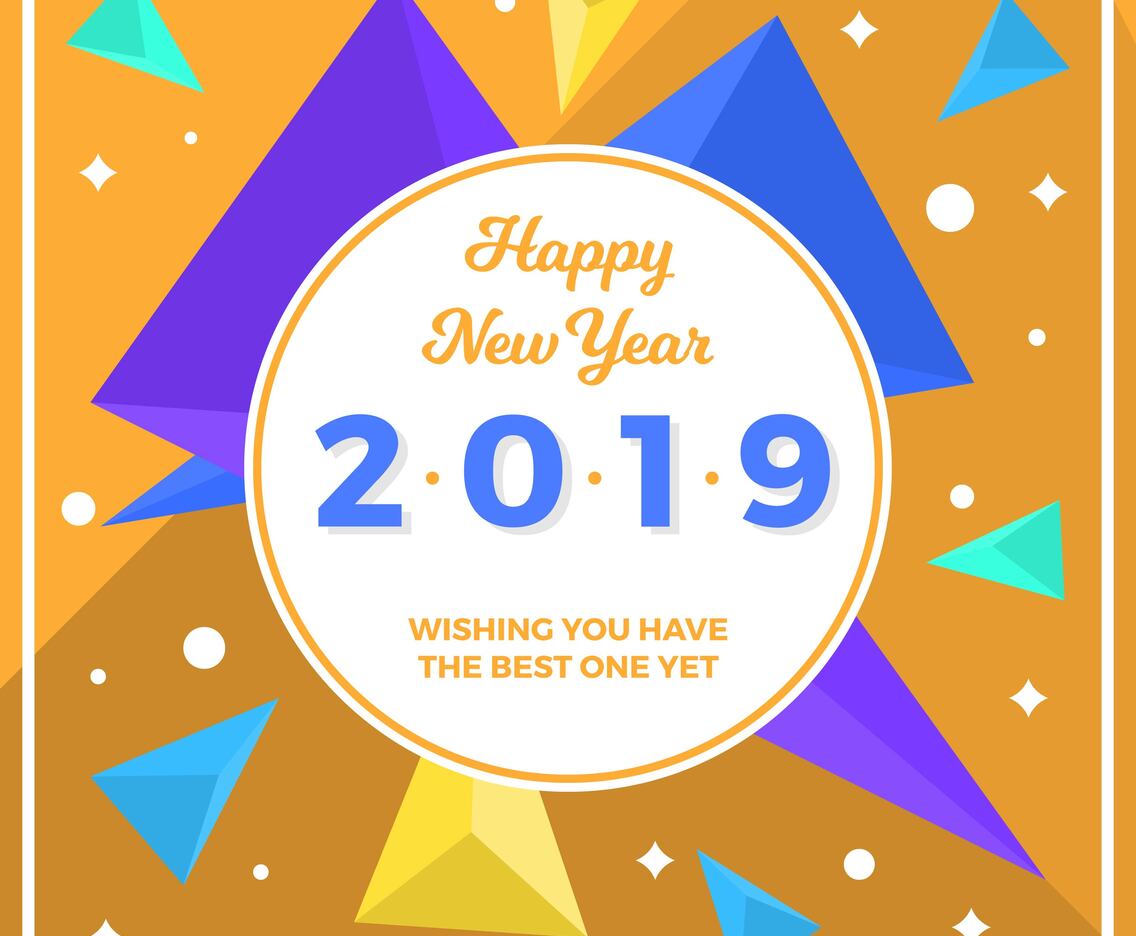 Flat Abstract Happy New Year 2019 Instagram Post