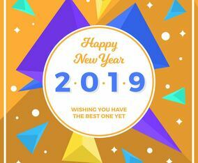 Flat Abstract Happy New Year 2019 Instagram Post