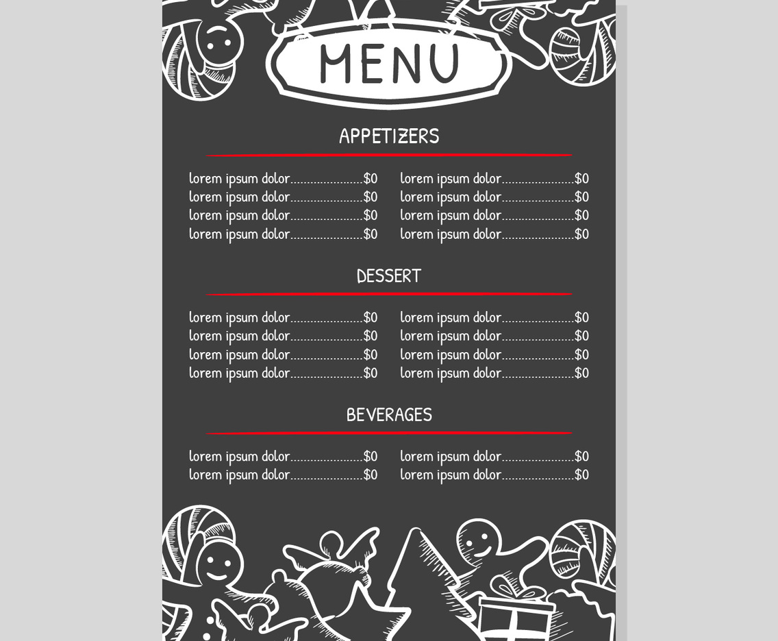 Christmas Dinner Menu Vector