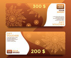 Brown Batik Gift Card Voucher Templates Vector