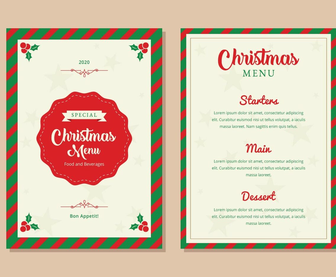 Christmas Menu Dinner Template