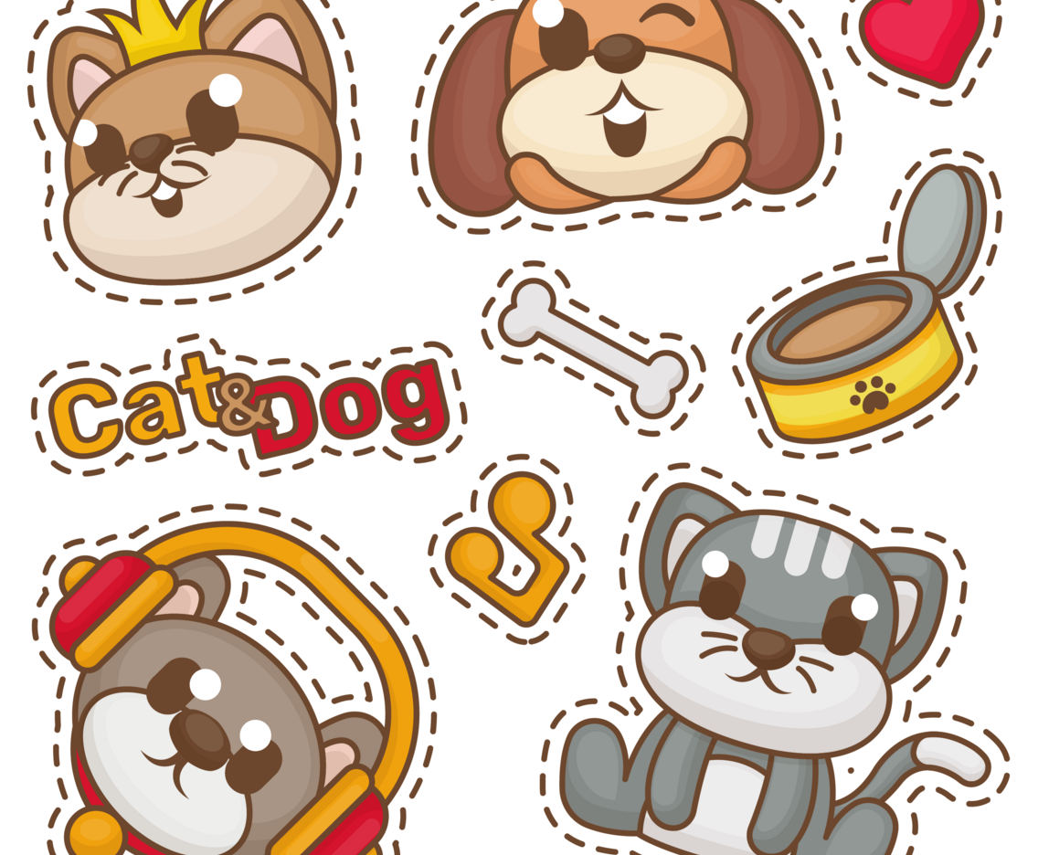Cat and Dog stickers vector