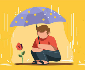 Boy Holding Umbrella