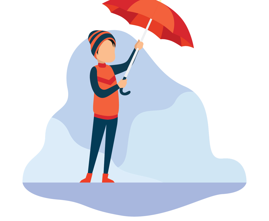 Boy with his umbrella