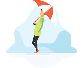 Boy holding umbrella