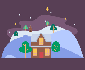 House Winter Landscape