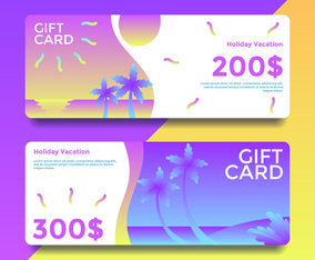 Holiday Vacation Gift Card Voucher Templates Vector