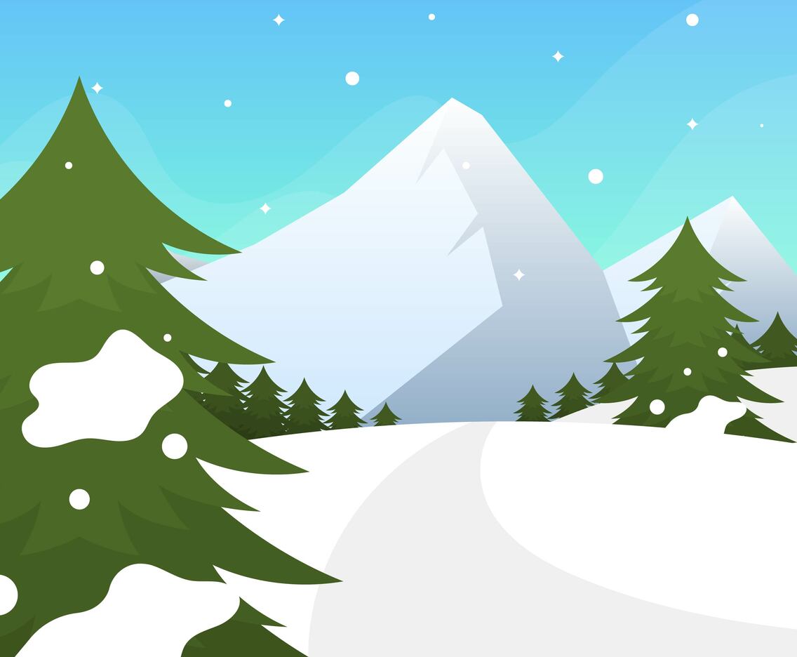 Flat Winter Forest Vector Illustration