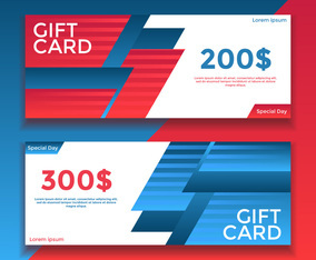 Red Blue Gift Card Voucher Templates Vector