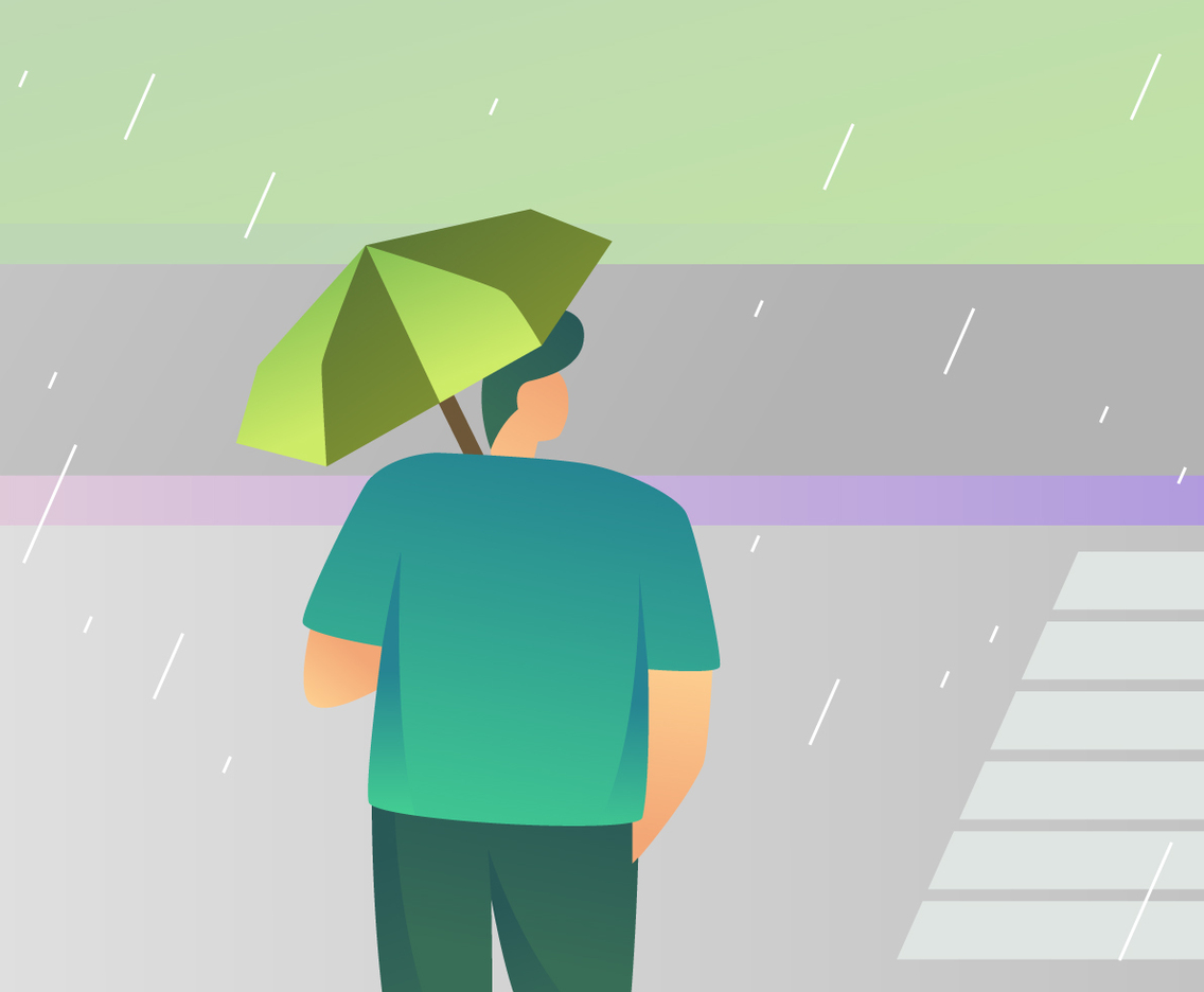 Awesome Boy Holding Umbrella Vectors
