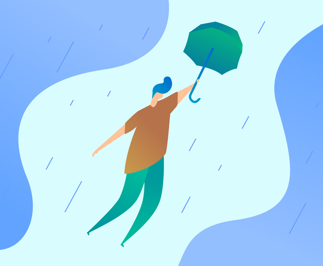 Awesome Boy Holding Umbrella Vectors