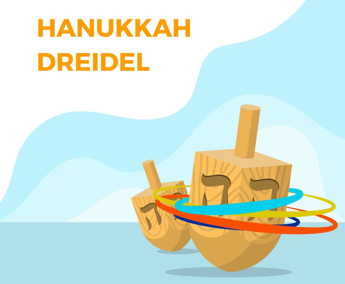 Flat Dreidel Hanukkah Vector Illustration