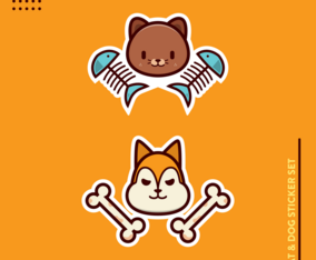 Cat and Dog stickers vector