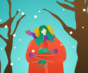 Beautiful Model Portrait In Winter Outdoors Vectors