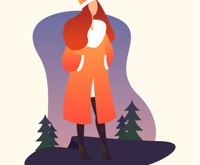 model portrait in winter outdoors