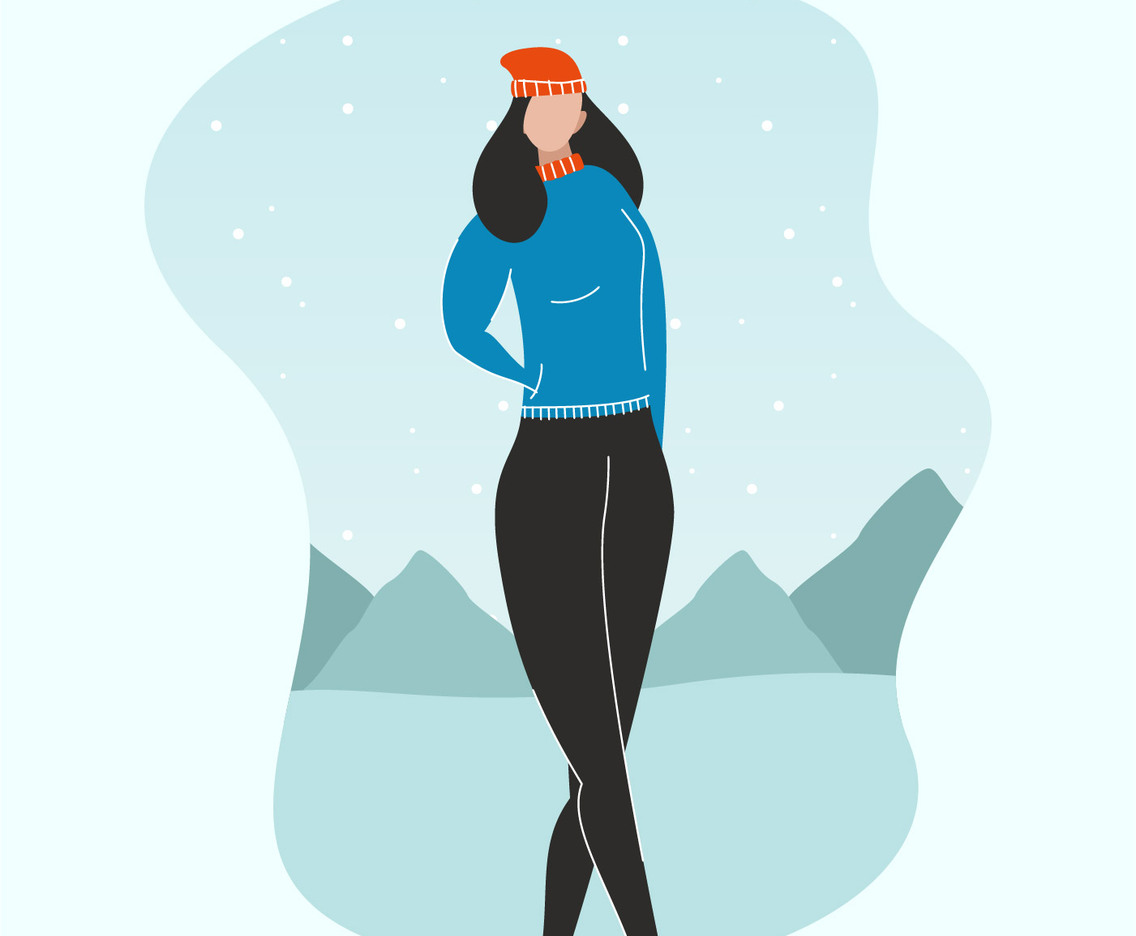 model portrait in winter outdoors