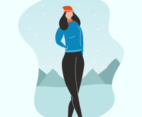 model portrait in winter outdoors