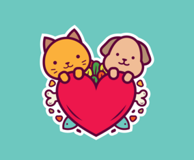 Cat and Dog Stickers Vector