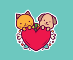 Cat and Dog Stickers Vector