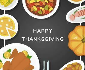 Flat Thanksgiving Food Top View Vector Illustration