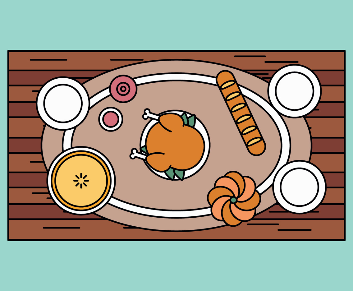 Outlined Thanksgiving Table