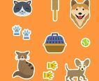 Flat Cat and Dog Sticker Template Vector Illustration