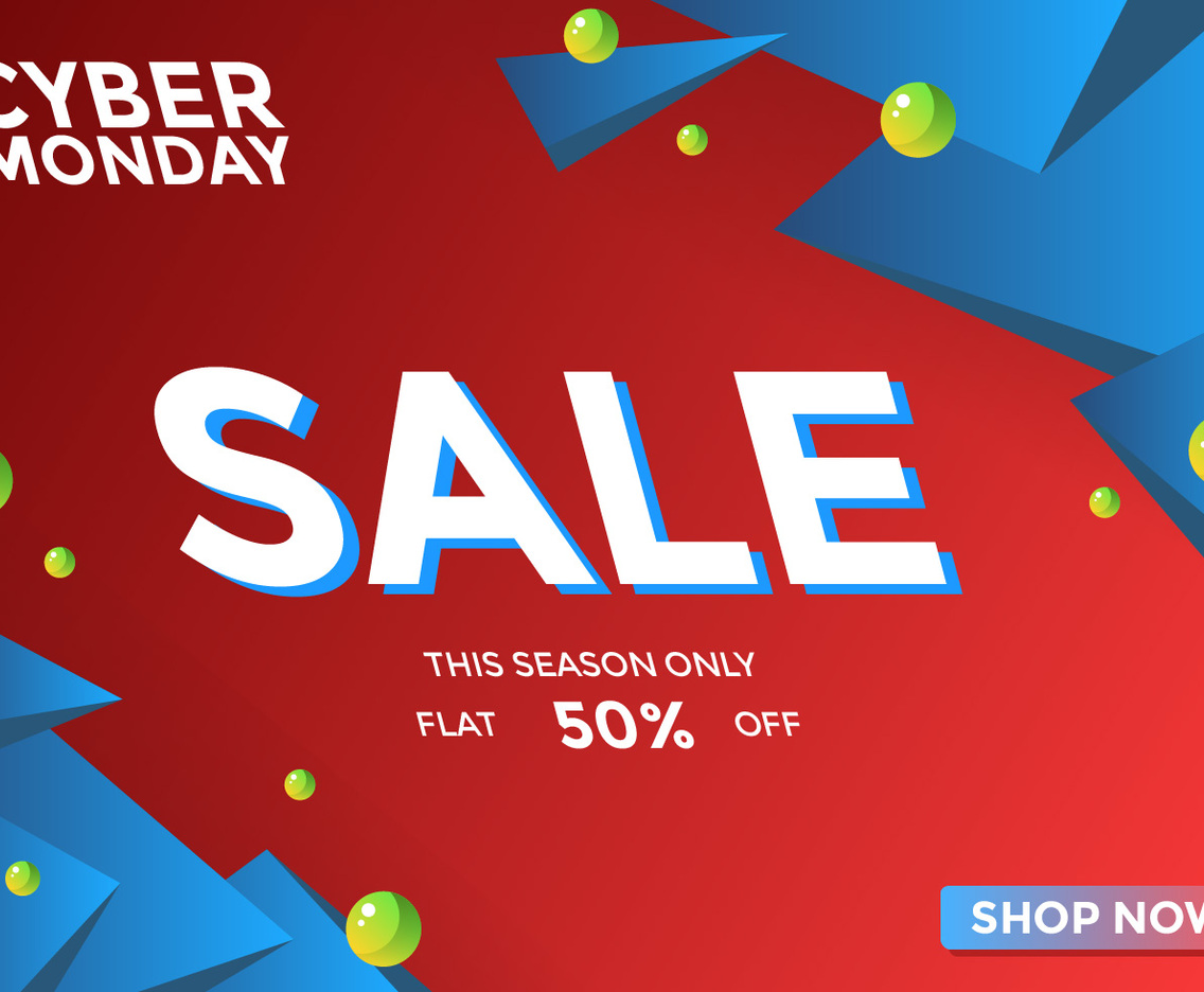 Red And Blue Cyber Monday Sale Social Media Post Vector