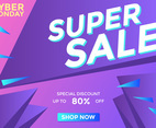 Purple Cyber Monday Super Sale Social Media Post Vector