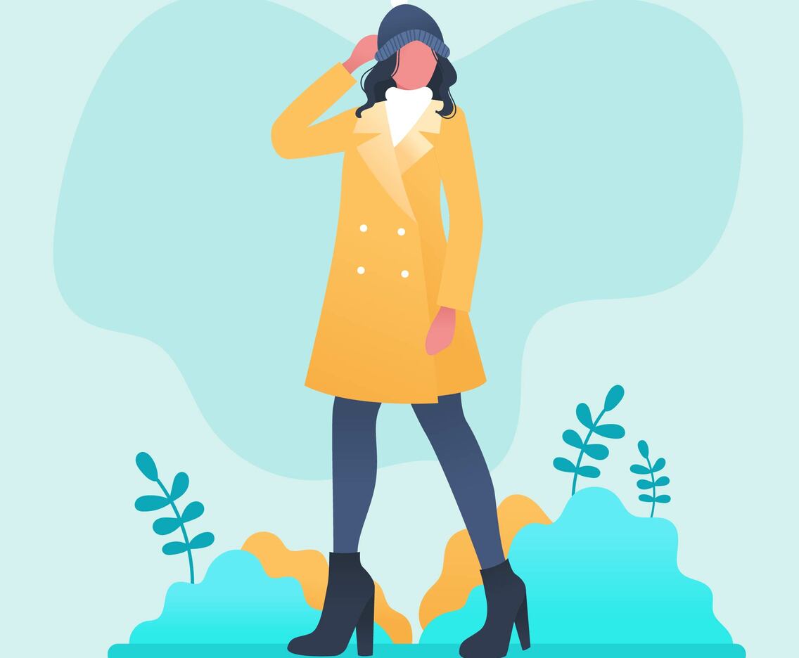Model Portrait In Winter Outdoors Vector