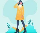 Model Portrait In Winter Outdoors Vector