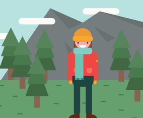 Flat Winter Scene With a Girl