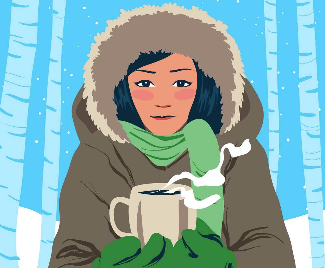 Young Model Portrait In Winter Outdoors