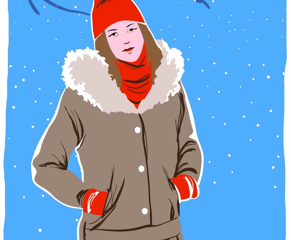 Model Portrait In Winter Outdoors