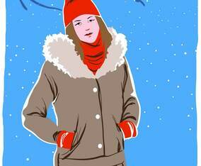 Model Portrait In Winter Outdoors