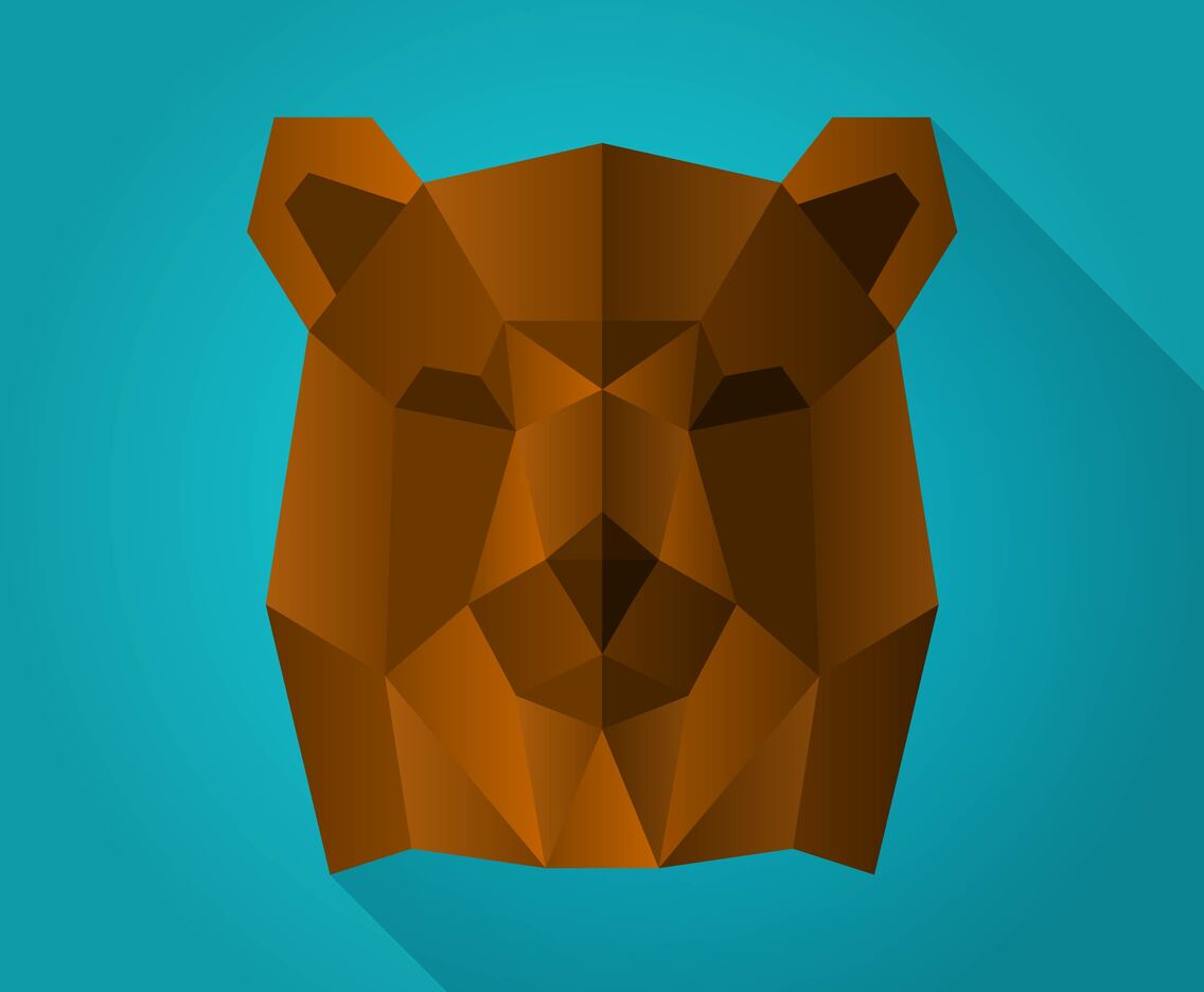 Flat Geometric Simple Grizzly Bear Shape Animal Vector Illustration