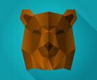 Flat Geometric Simple Grizzly Bear Shape Animal Vector Illustration