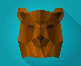Flat Geometric Simple Grizzly Bear Shape Animal Vector Illustration