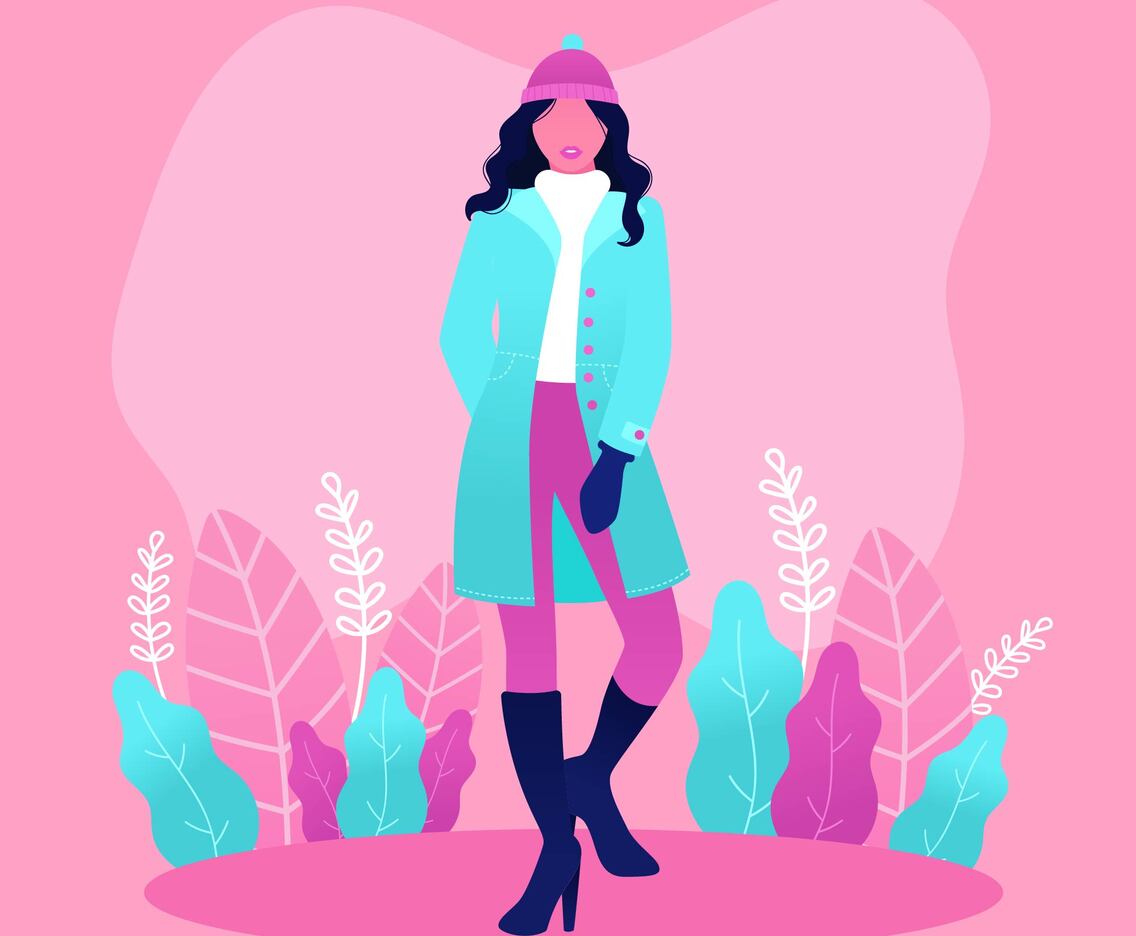 Model Portrait In Winter Outdoors Vector