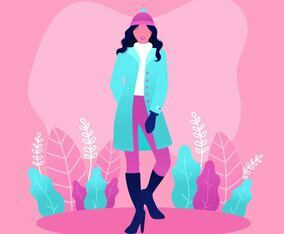 Model Portrait In Winter Outdoors Vector