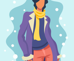 Model Portrait In Winter Outdoors Illustration