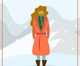 Flat Female Model Portrait in winter outdoors